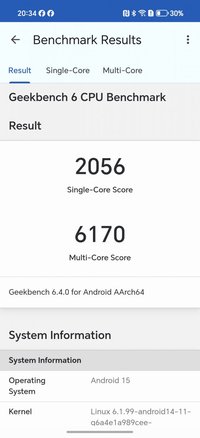 Geekbench eredmény