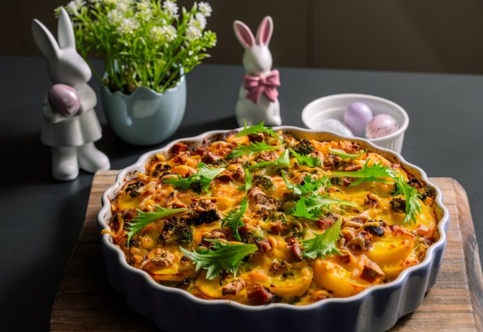 Húsvéti sonkás-brokkolis gratin